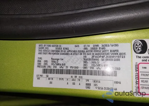 2011 Ford Fiesta Ses from USA, damaged, VIN 3FADP4FJ5BM119723